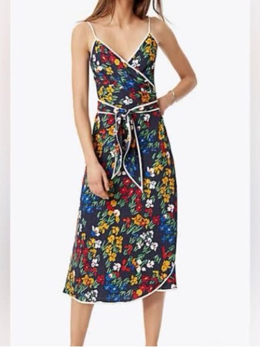 ✨ Tory Burch “Grotto” Wrap Dress | Size 8 | Floral Polka Dot Midi | Flattering ✨